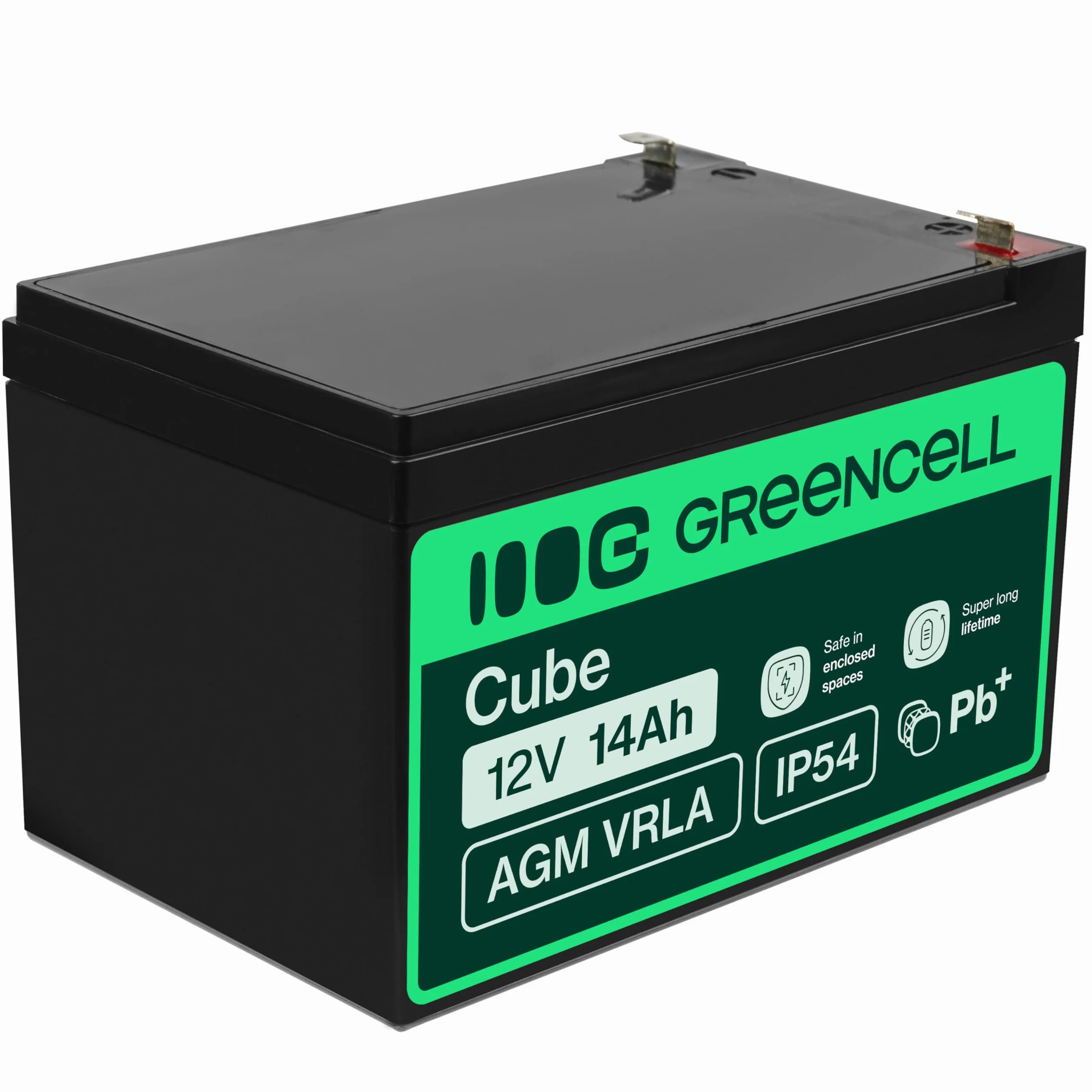 Green Cell AGM08 Batería de Plomo VRLA 12V 14Ah, Gel, Ciclo Profundo, Negro
