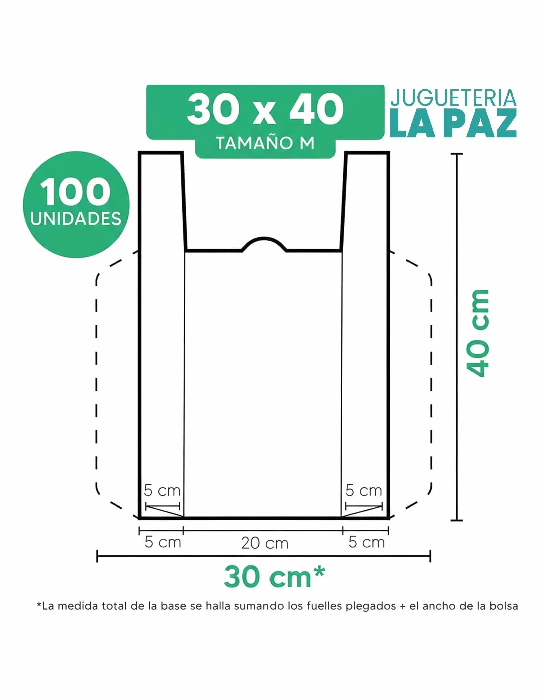 Bolsas de Plástico Camiseta Blanco 70% Reciclado 30x40 cm Galga 200 Pack 100 Unidades Alta Resistencia