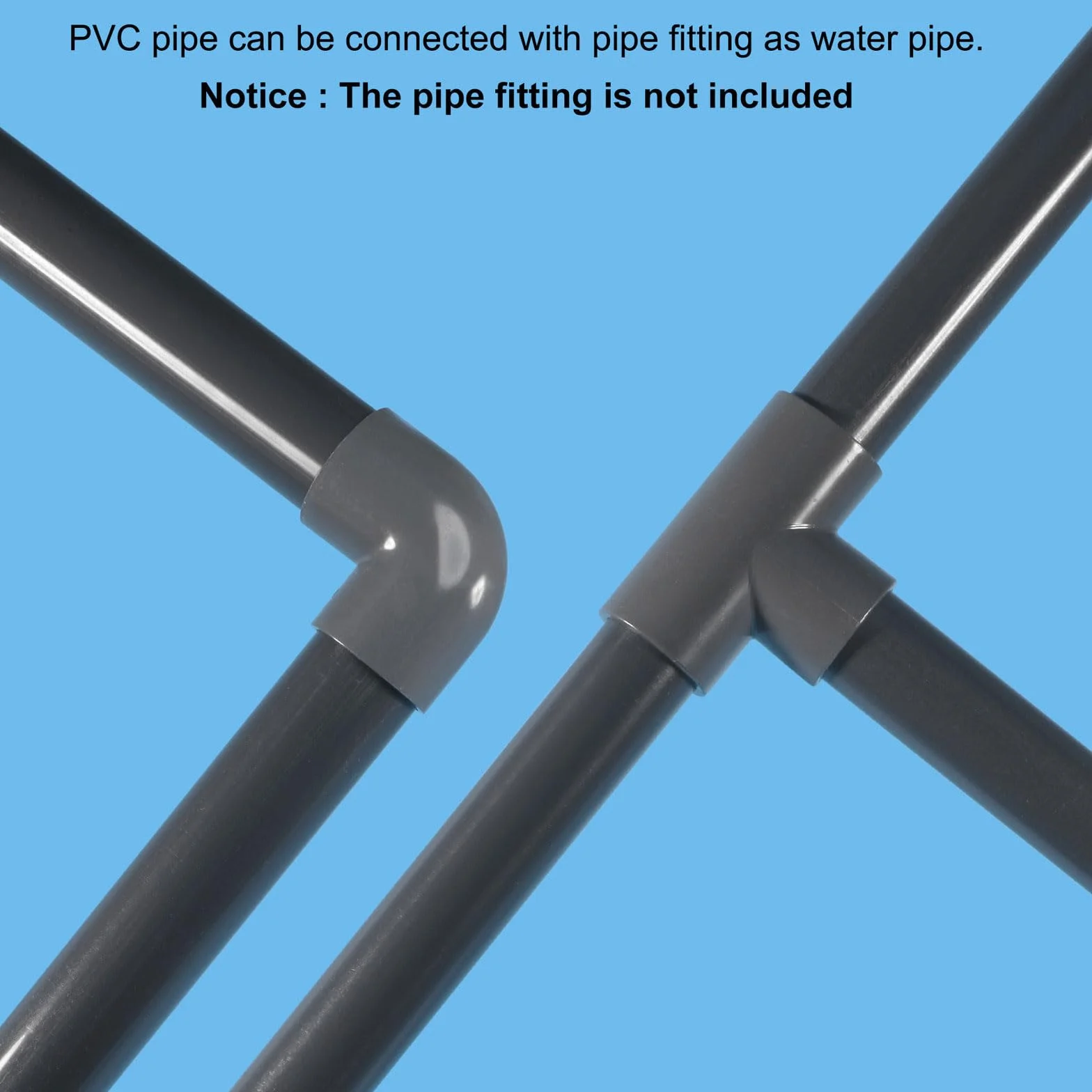 QUARKZMAN Tubo Rígido PVC 1/2 Pulgada 12mm ID 14mm OD Longitud 9" Gris Oscuro 2 Piezas