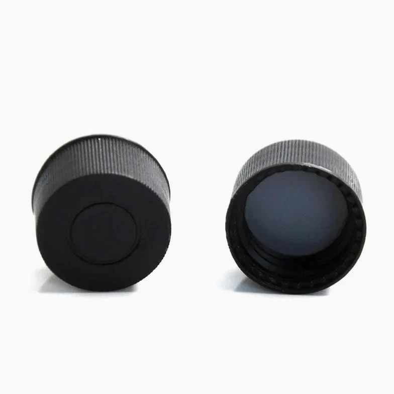 Tapa de vial de cromatografía de 4 ml, tapa sólida de polipropileno negro con septos de silicona de PTFE rojo/blanco, 100 unidades