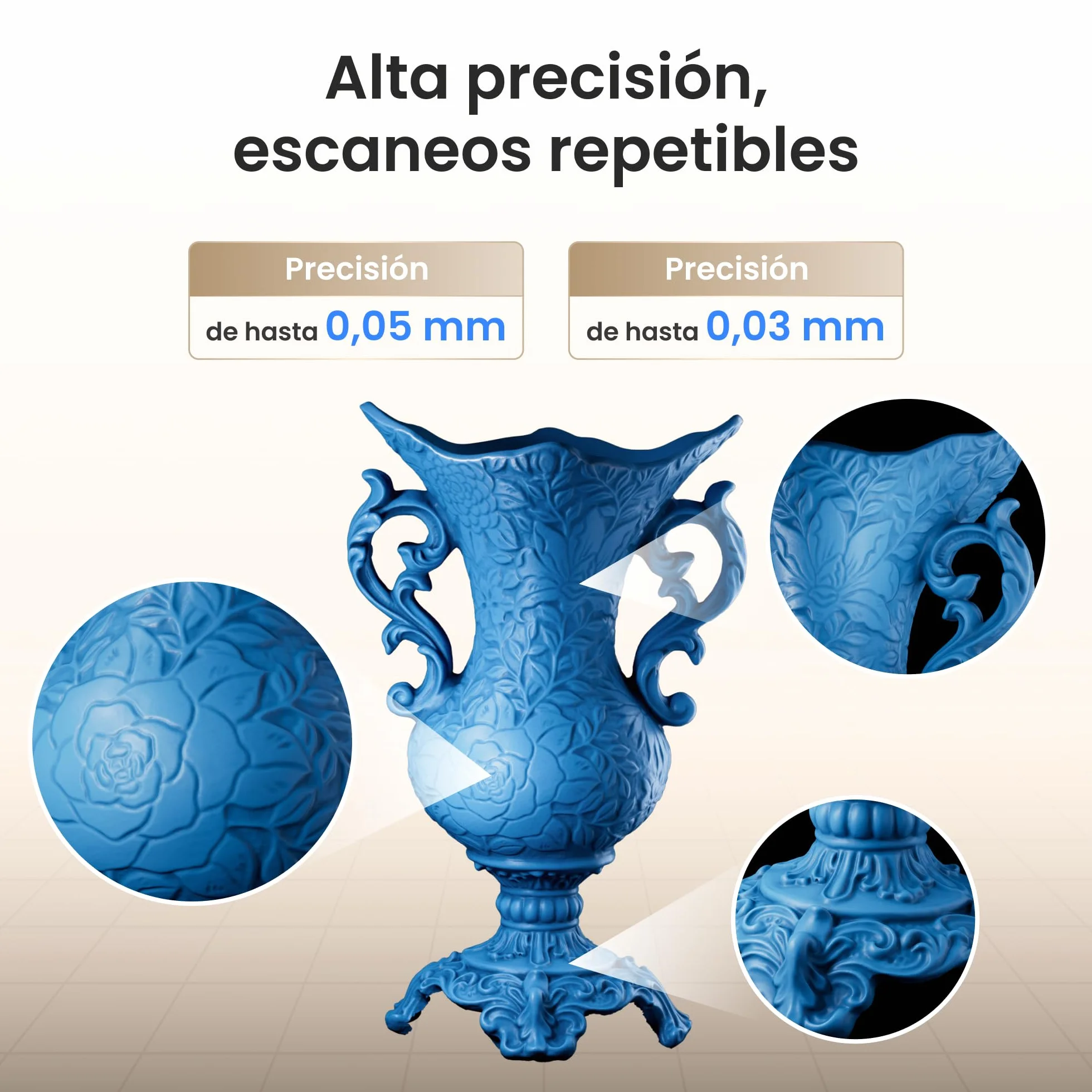 Revopoint INSPIRE 2 Escáner 3D para Impresión 3D, Precisión hasta 0,03 mm, Láser Multilínea y Luz Estructurada, Escaneo Inalámbrico y Exterior, a Todo Color, para iOS/Android/Win10/11, Estándar