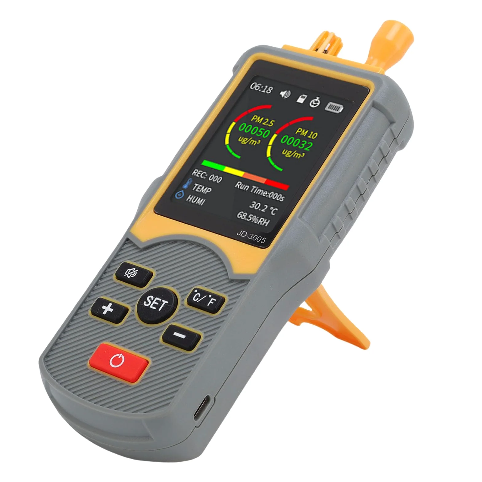 LICAEVEY Contador de Partículas de Polvo, Detector de Calidad del Aire Portátil con Modo de Pesaje de Conteo de 5 Canales, Conteo de Partículas PM2.5 PM10 0.3um 2.5um 10um para Taller de Fábrica