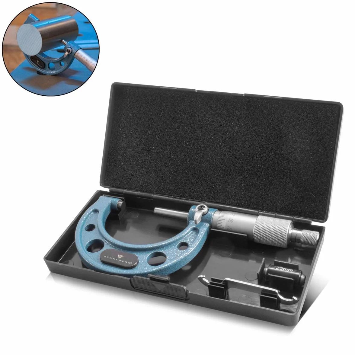 Micrómetro de exteriores STAHLWERK con rango de medición 25-50 mm DIN 863 micrómetro/tornillo micrométrico
