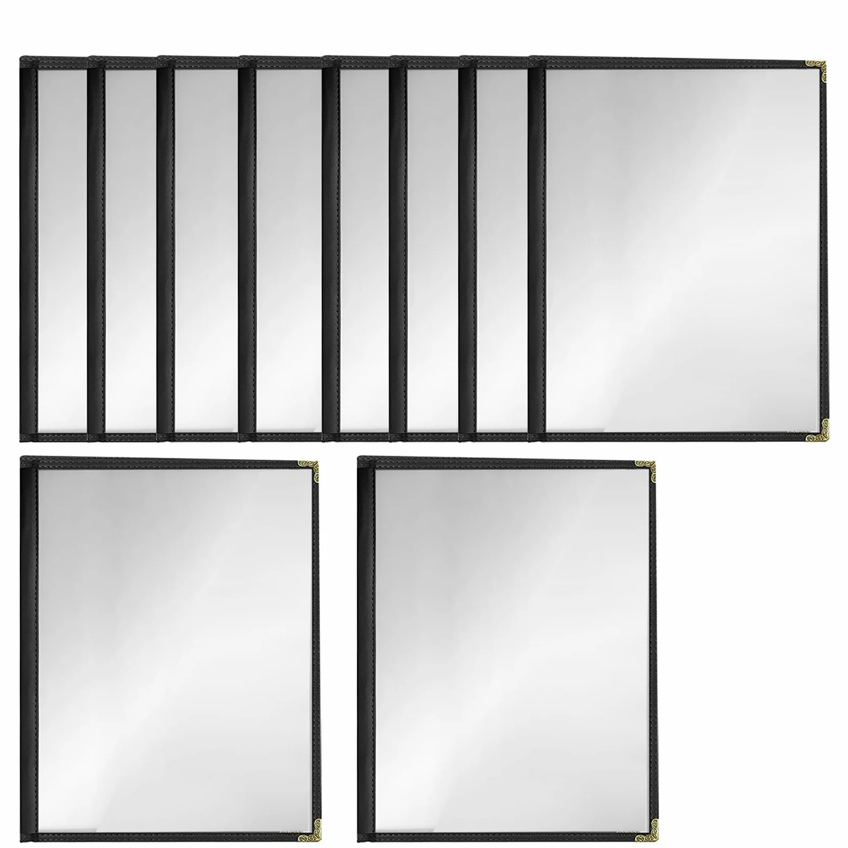 Juego de 24 cubiertas para menús, estilo café, doble costura, vinilo transparente (negro, 2 caras/4 , 8,5 x 11)