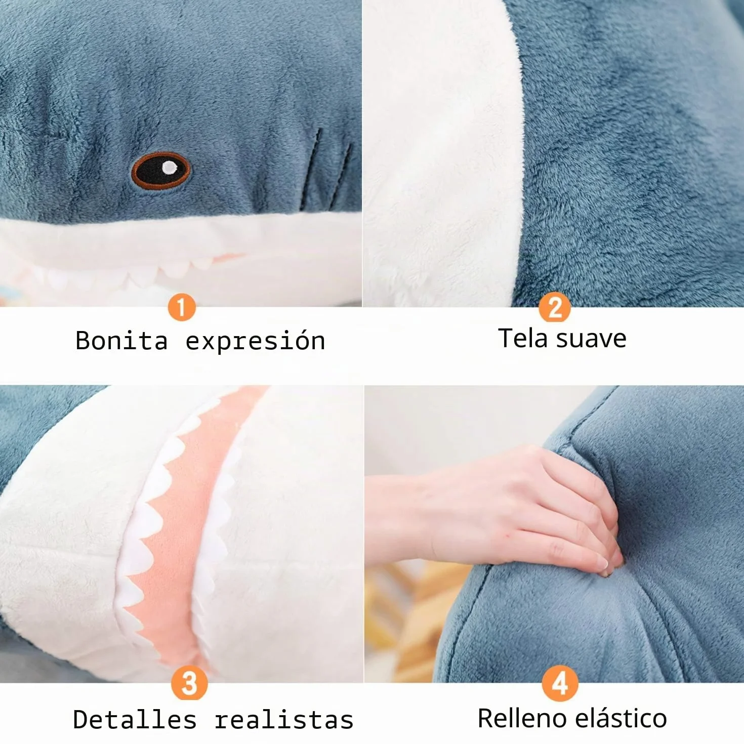 Peluche tiburón 3D 96 cm cojín almohada de felpa regalo niños