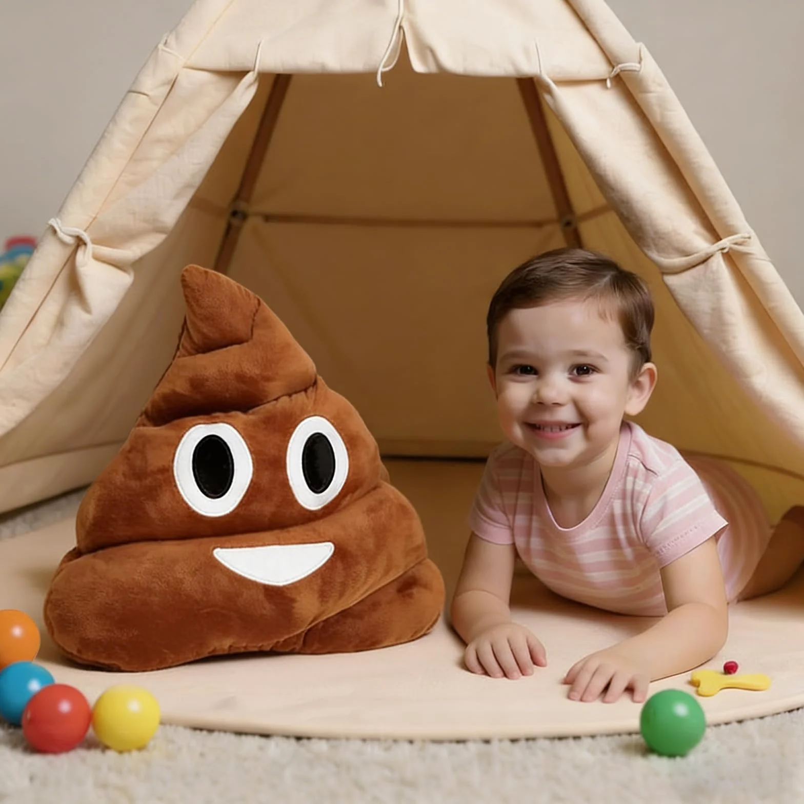 Cojín de Peluche Caca 35cm, Emoticono, Adorable, Regalo Divertido