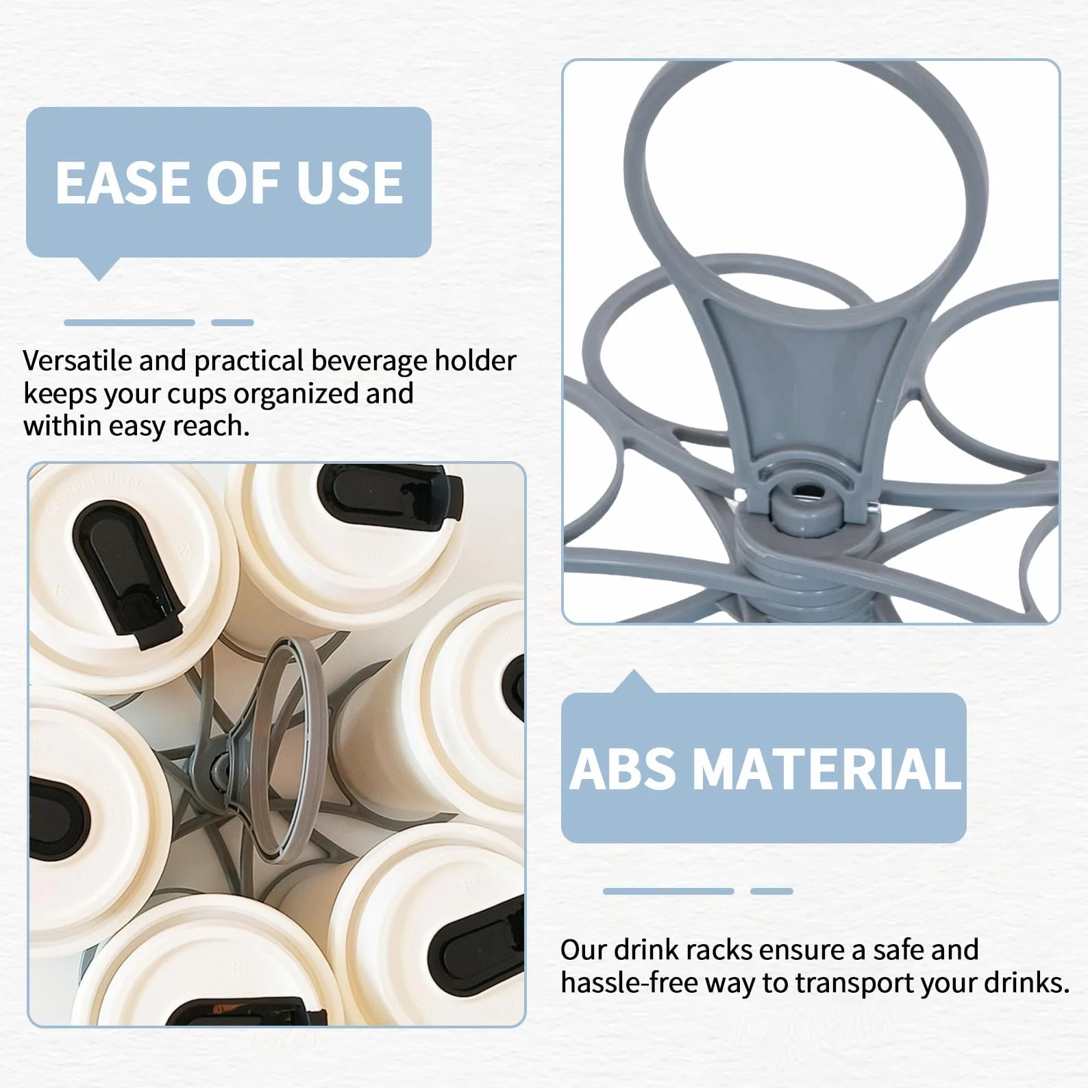 Soporte para vasos de festival, soporte para bebidas, playa, plegable, soporte para bebidas, 6 tazas portátil, plegable, con asa reutilizable, para coche, barco, camping, café, bebidas, etc