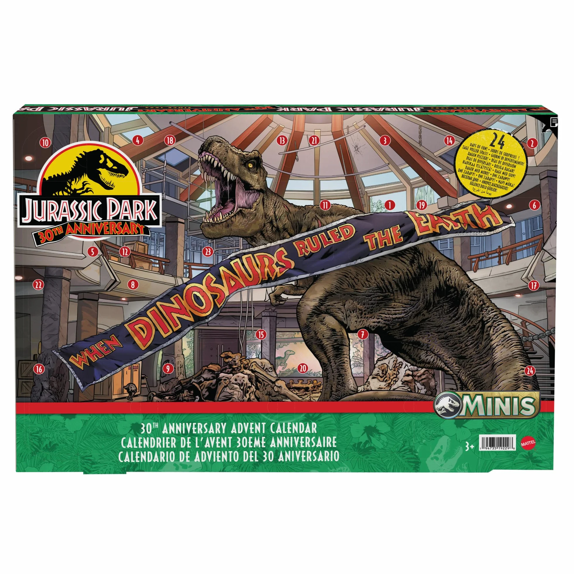 Mattel Jurassic World Calendario de Adviento Navidad 24 días sorpresas mini dinosaurios figuras HKT45