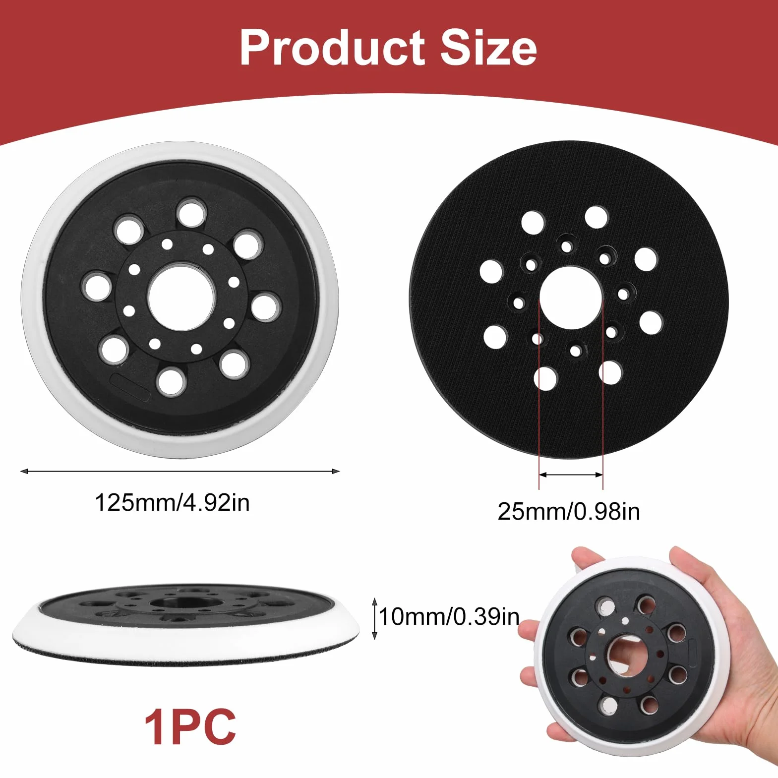 Plato de Lija 125 mm para Bosch GEX 125-1 AE, Disco de Lijado Profesional de 8 Agujeros Accesorio para Pulido y Lijado