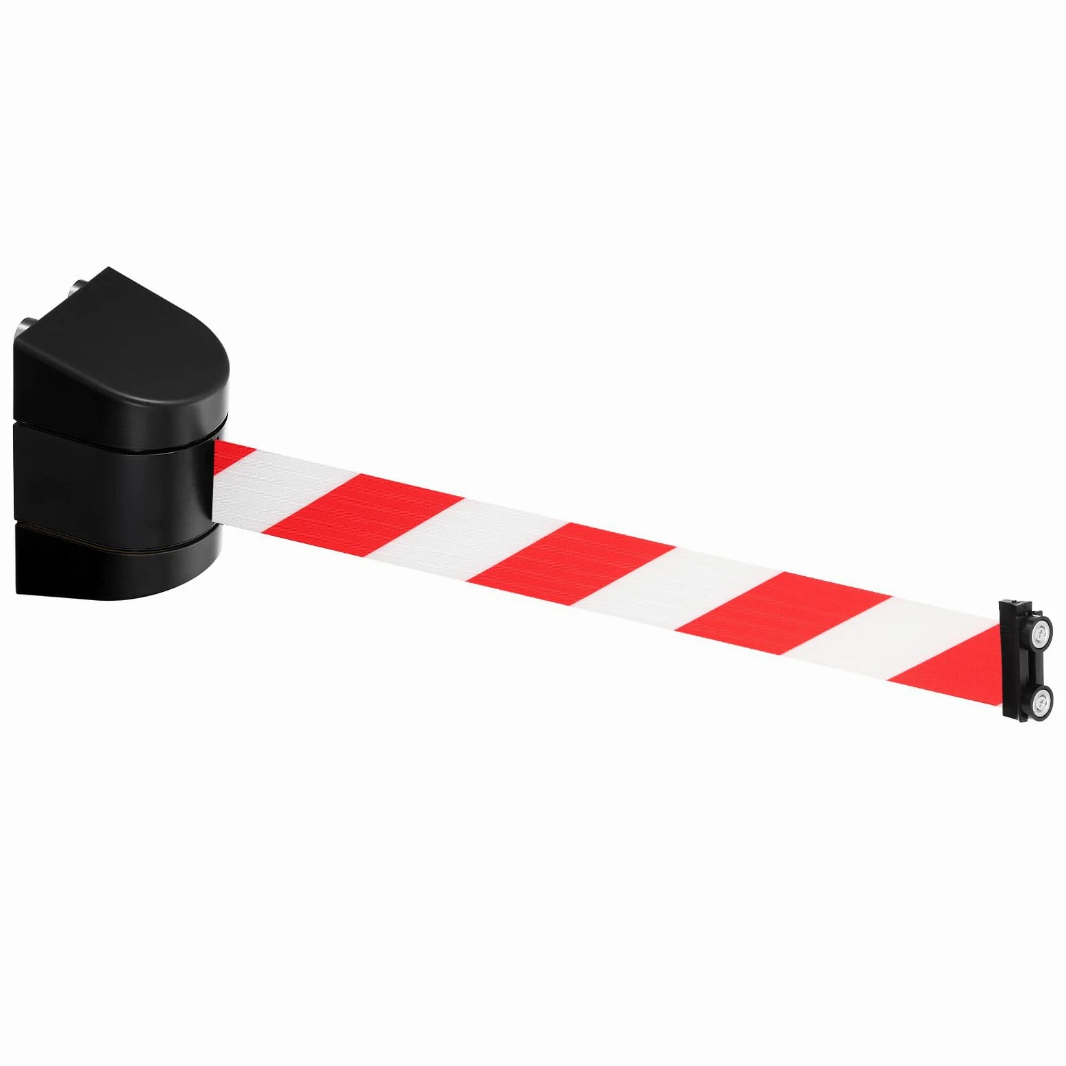PATIKIL 16.4pcs Soporte de Pared Magnético de Barrera de Cinta Retráctil, Barrera Fija de Control de Multitudes con Cinta Roja Blanca y Estuche de ABS Negro para Separador de Colas