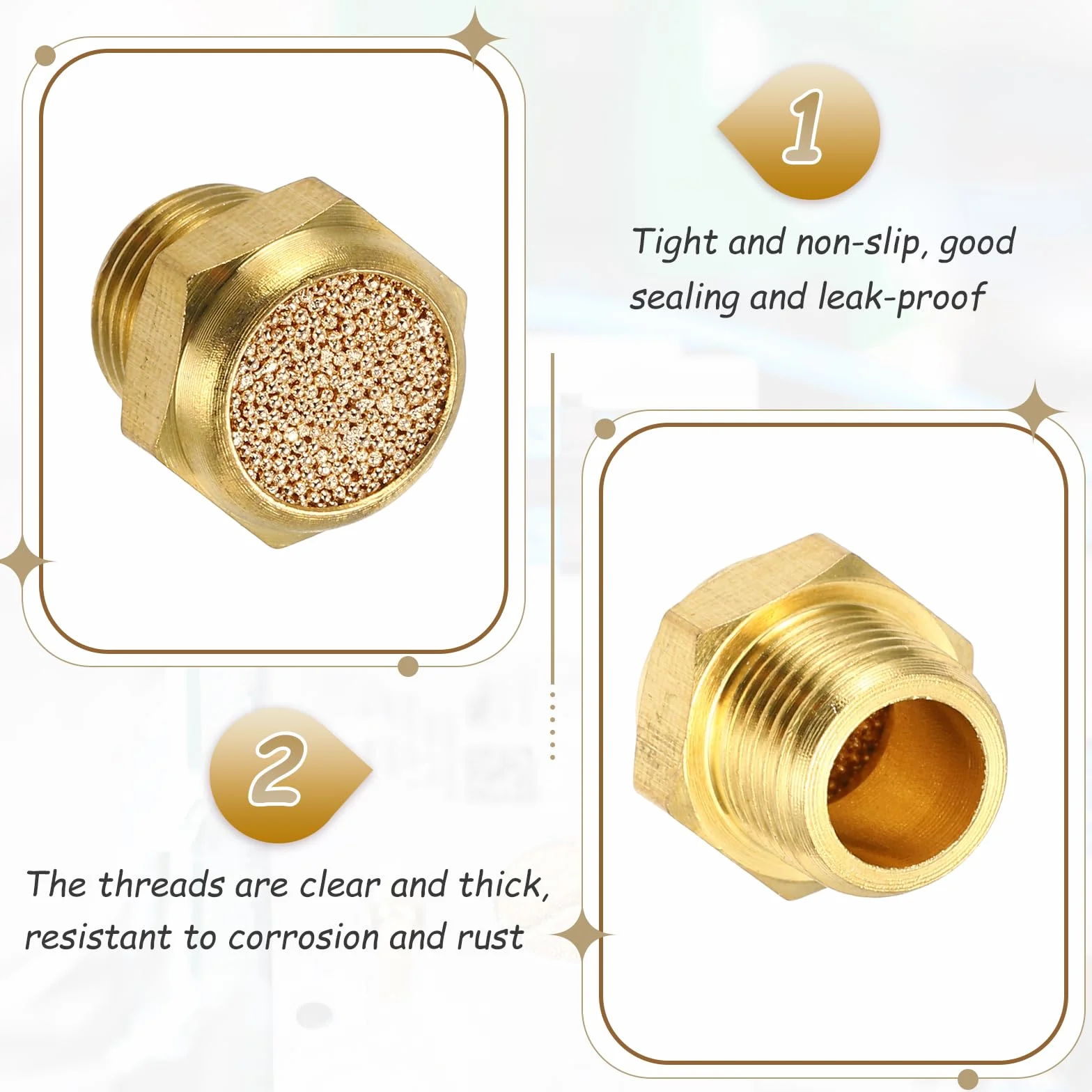QUARKZMAN 12 Pcs Silenciador Neumático De Escape 1/8" NPT Macho Bronce Sinterizado Accesorios Línea De Aire