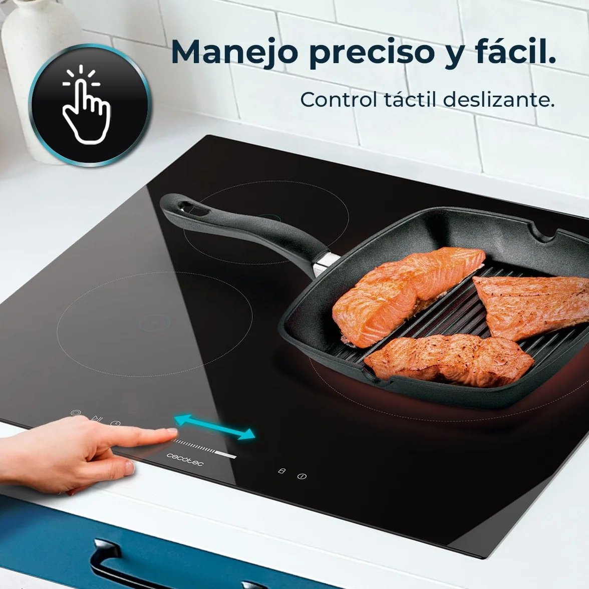 Cecotec Bolero Squad V 3100 Placa Vitrocerámica 3 Zonas 5700W Control Táctil 9 Niveles Triple Anillo