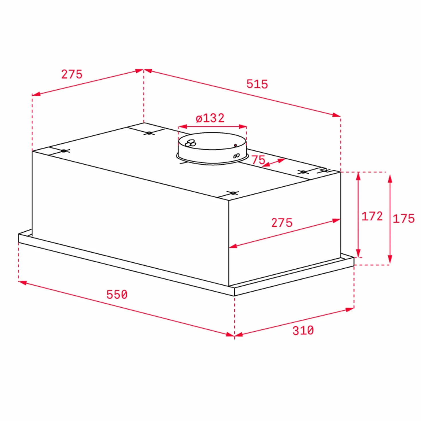 TEKA Campana Extractora Integrada 55 cm Motor Doble 3 Velocidades LED Blanco