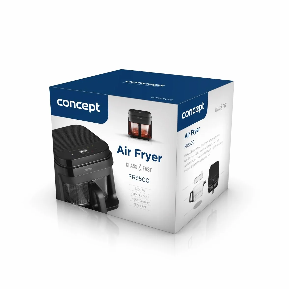 Freidora de aire caliente GLASS & FAST FR5500, 5,5 L, color negro