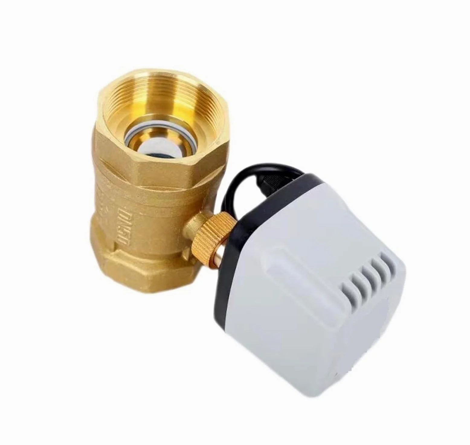 Válvula de bola Válvula de bola motorizada a prueba de agua, válvula de bola eléctrica de latón de 3 cables y 2 controles, Motor de Metal de gran torsión for medio de agua, Gas y aceite(DN32,24V)