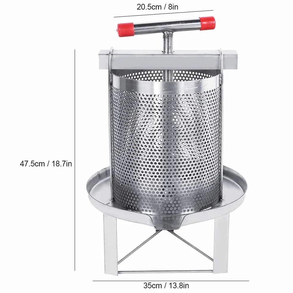 Prensa Extractora de Miel, Prensador Manual de Miel de Acero Inoxidable para el Hogar Herramienta Multifuncional para la Apicultura con Filtro para Hacer Miel y Zumo de Vino