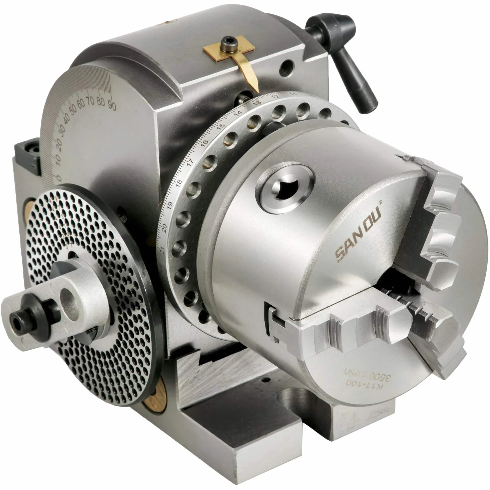 VEVOR Cabezal Divisor 4'' 100mm Cabezal Divisor para Fresadora Contrapunto 0-90 Grados Ratio de Reducción 1:40 Cabezal Divisor Universal para Trabajos de Fresado, Rectificado y Perforación