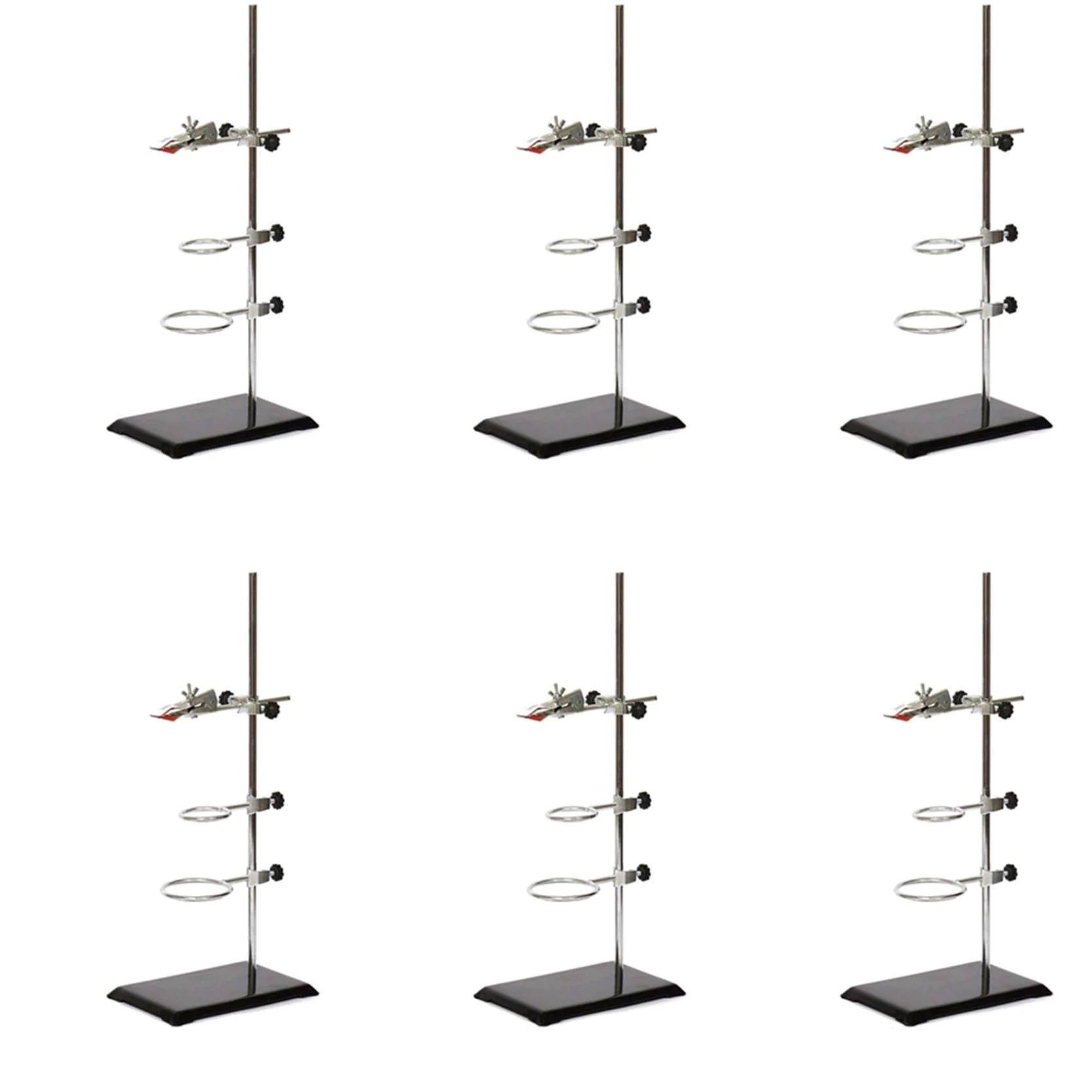 6X Soporte de Metal para Laboratorio, Abrazadera de Bureta Forrada de Corcho con 2 Anillos de Retorta (2 Pulgadas, 3 Pulgadas de DiáMetro)