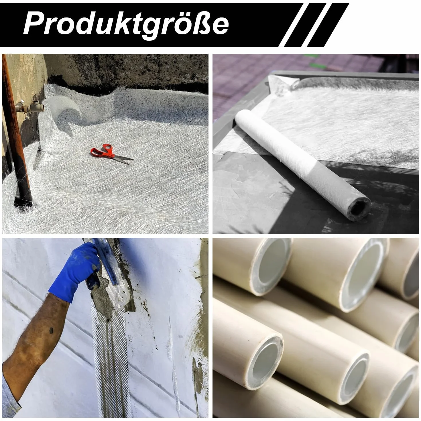 Fibra de vidrio 450 g/m², Alfombra de fibra de vidrio transparente, 1 x 10 m, para resina epoxi y poliéster, reparación, barco