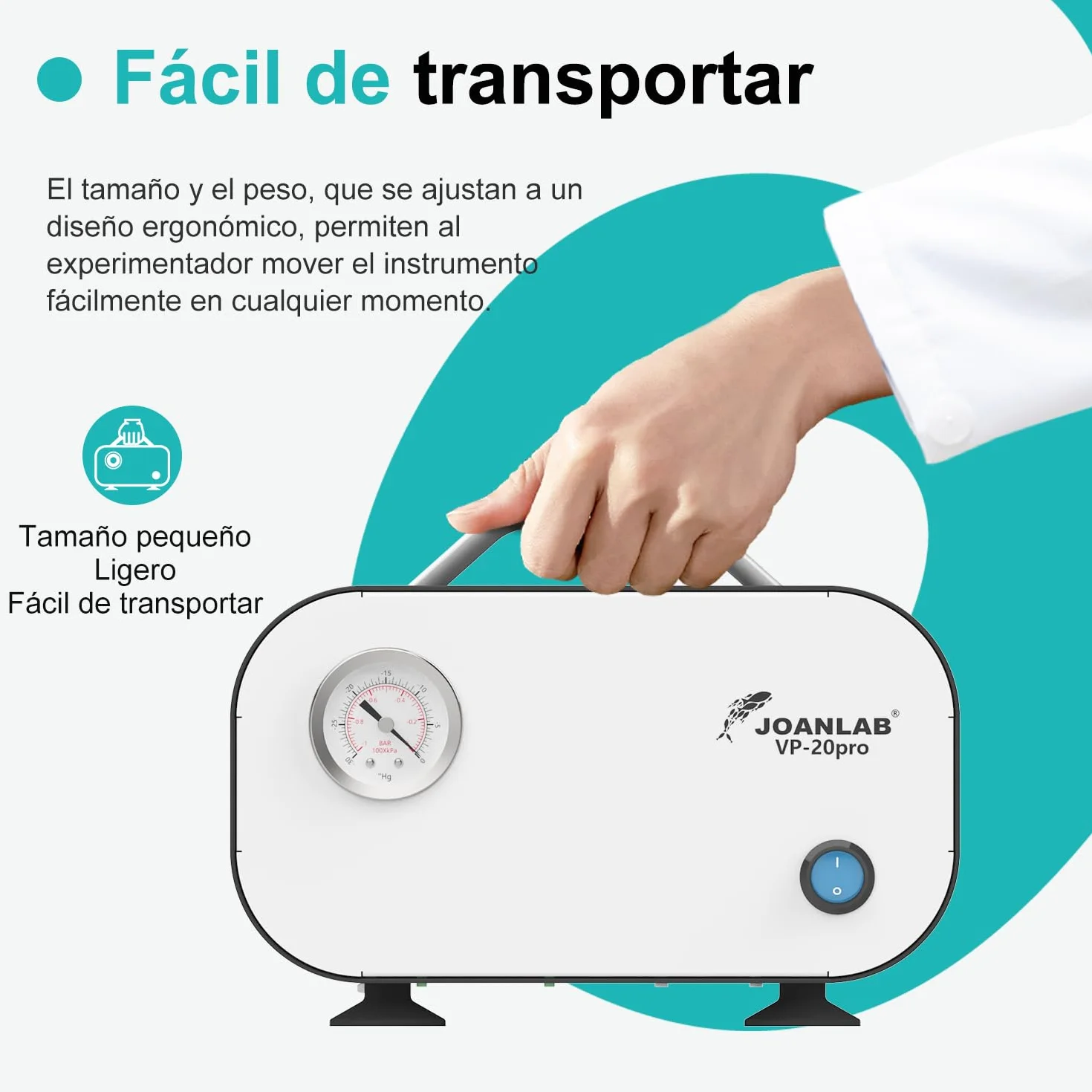 JOANLAB Bomba de Vacío Sin Aceite, Ajustable 20L/min & 0.08MPa, Bomba de Vacío de Diafragma para Filtración Laboratorio, Investigación, Industrial(VP-20PRO)