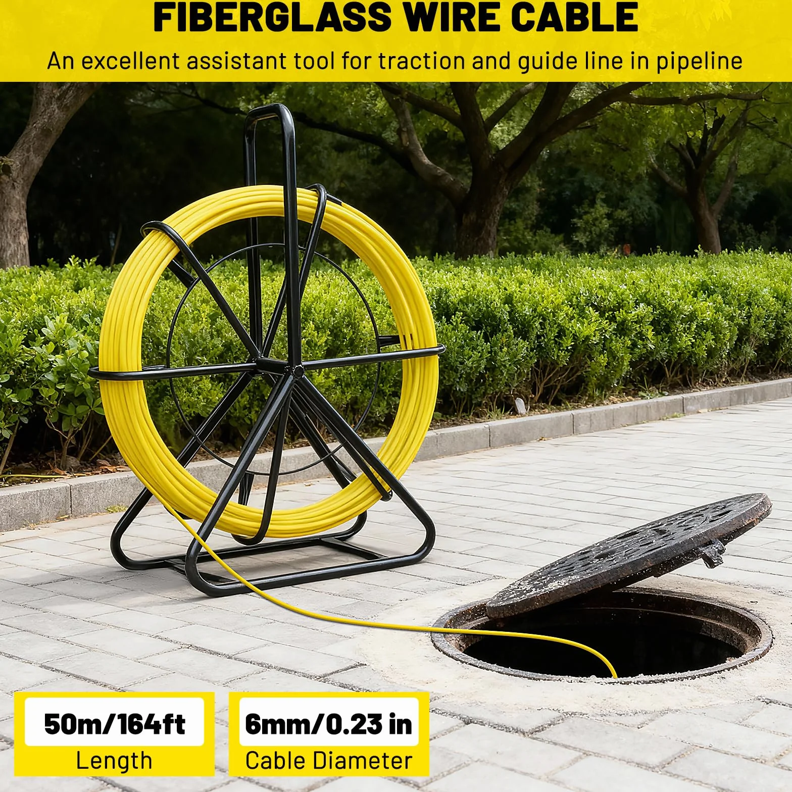KAOLALI Varilla de fibra de vidrio, cinta de pescado, cable de fibra de vidrio, rueda de tubo, fibra de vidrio, tira de alambre de punta de alambre, tira de cinta de pescado con soporte de acero