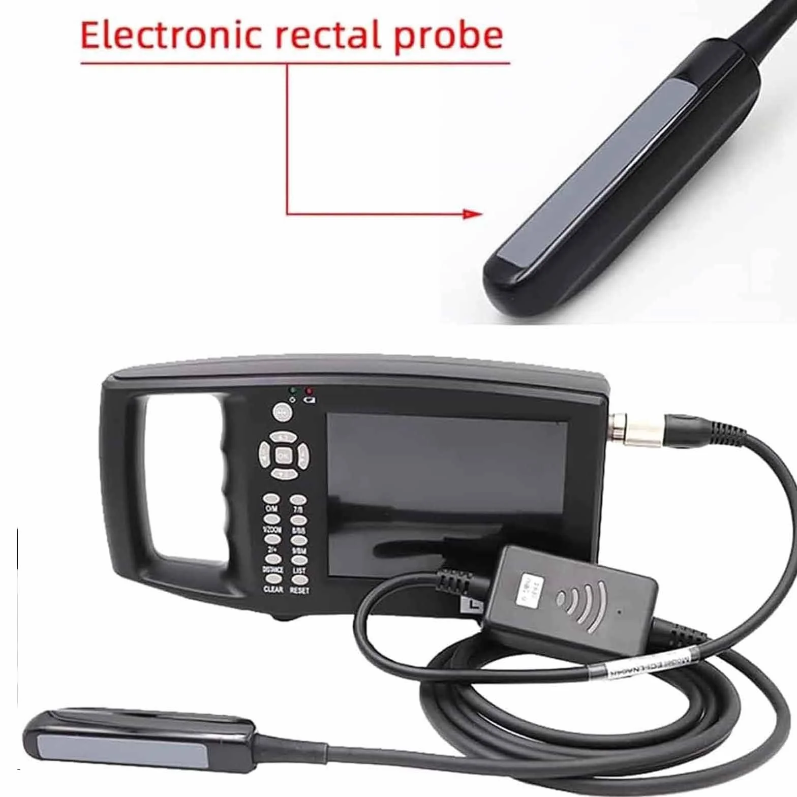 Escáner de Ultrasonido Veterinario, Veterinario Portátil B-Ultra Máquina de Escáner con 6,5 MHz Rectal Sonda 4 Campos de Color para Ganado Vacuno,Equino,Camello Prueba de Embarazo