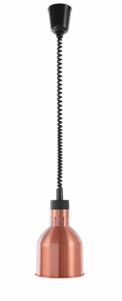 HENDI Lámpara de Calor Colgante de Altura Ajustable, cilíndrica, lámpara térmica de Infrarrojos para Cocina y Mantenimiento de Alimentos Calientes, 230V, 250W, Ø175x(H) 250mm, Aluminio Color Cobre
