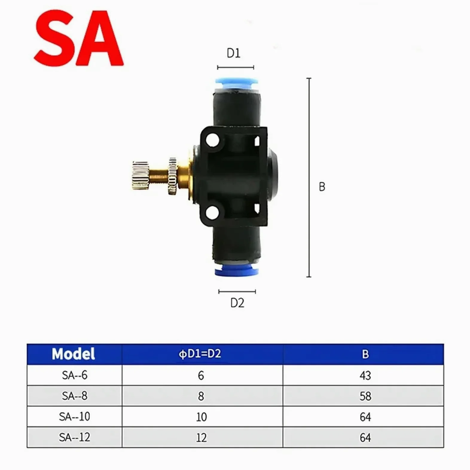 Conectores rápidos neumáticos for tubo de aire, de plástico PU PY, for manguera de 10 mm y 12 mm (paquete de 5 unidades).(SA(5PCS),12mm)