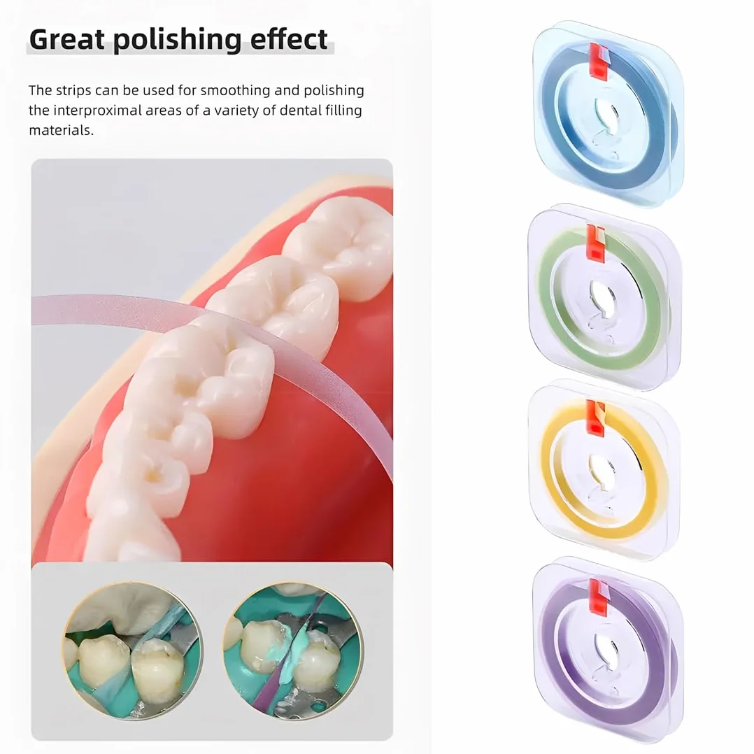 Tiras abrasivas interdentales papel de lija 20Um 30Um 50Um 6M*4Mm para dientes manchados