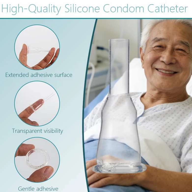 10 condones urinarios para hombres, duradero, práctico, silicona, evita fugas, 32 mm, transparente, ideal para hombres mayores o discapacitados, higiénicos y desechables (S)