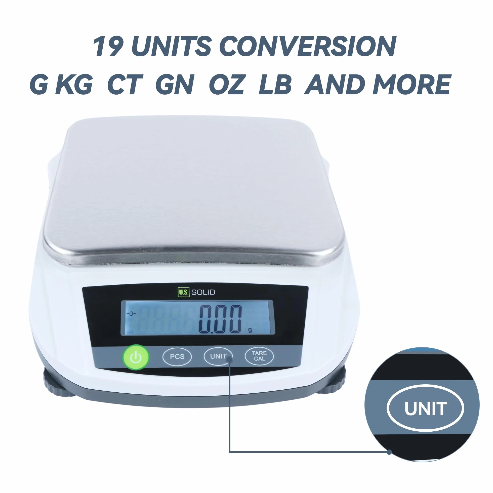 U.S. Solid Báscula digital de laboratorio de 5000 g x 0,01 g, balanza analítica de precisión, pesaje científico de joyería de cocina, pantalla LCD