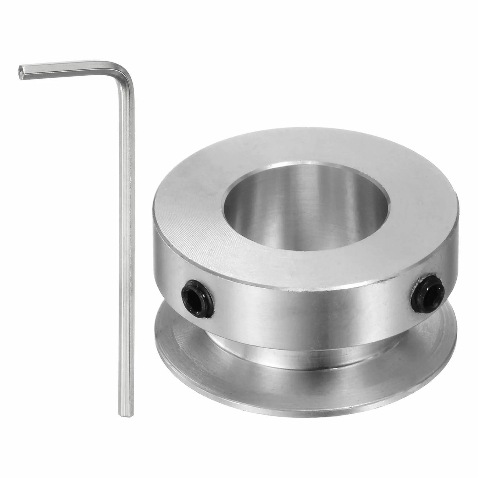 sourcing map Polea de Ranura Única 16mm Diámetro Fijo 30mm Diámetro Exterior Aleación de Aluminio con Llave Hexagonal para Máquina de Perforación