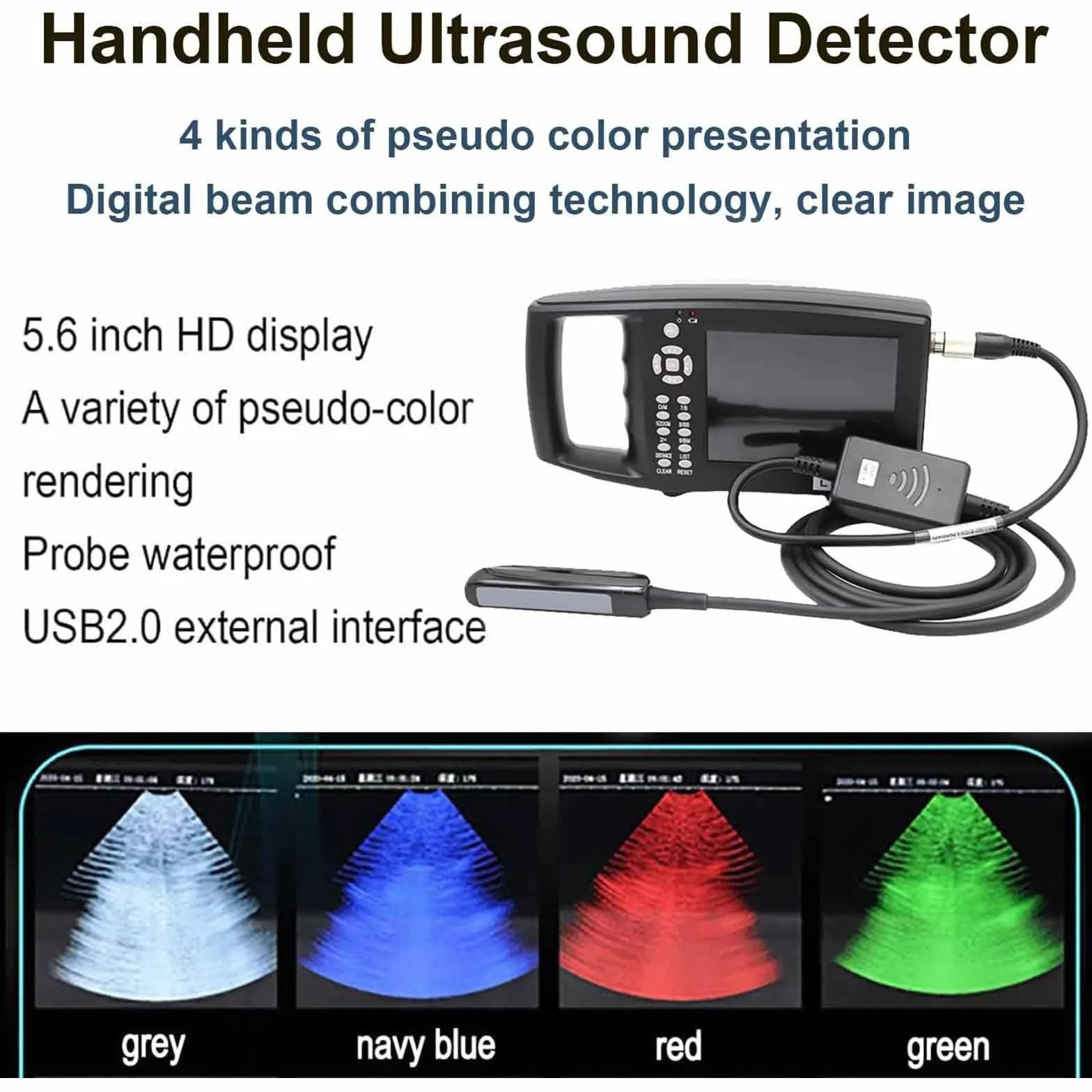 EscáNer De Ultrasonido PortáTil para Veterinaria con 6,5 MHz Rectal Sonda,Modo De VisualizacióN (B,M,BM, B+B, 4B),Pantalla HD 5,6 Pulgadas,para Ganado Vacuno,Equino,Camello en Animales
