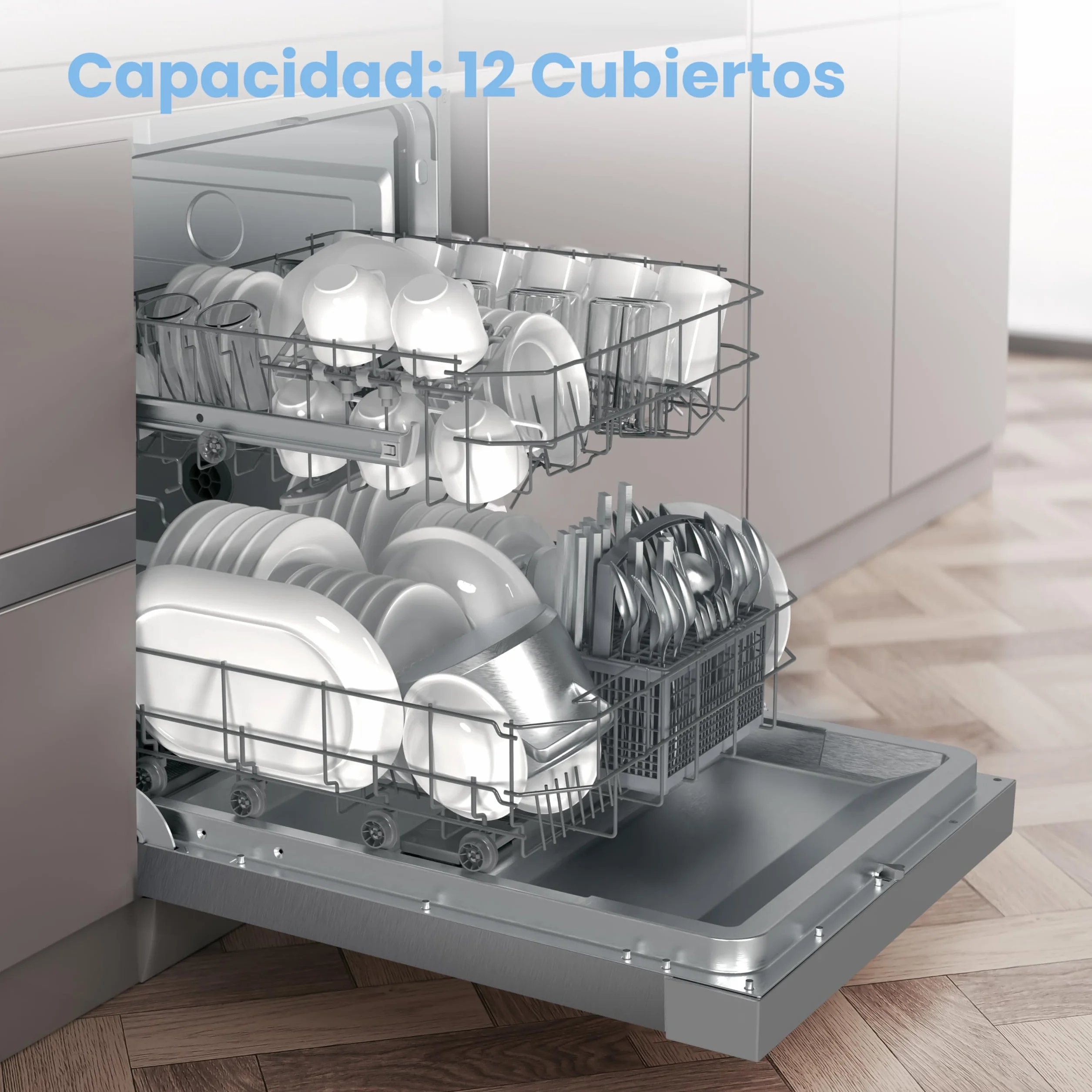 COMFEE' Lavavajillas Libre Instalación 60 cm 12 Cubiertos Acero Inoxidable 47 dB