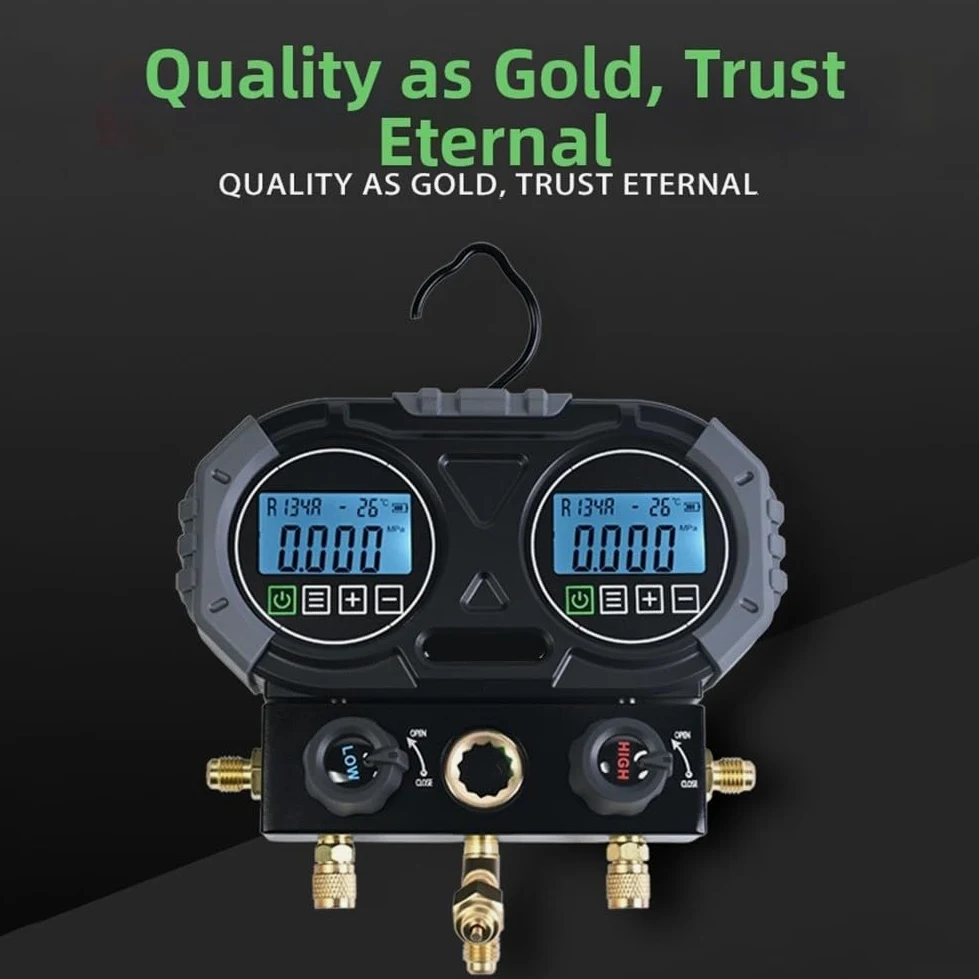 Manómetro digital, 0-6000 kPa juego de manómetro de refrigerante digital, dispositivo de prueba de presión de vacío digital para aire acondicionado y bombas de calor (MG-301 Medidor Único)