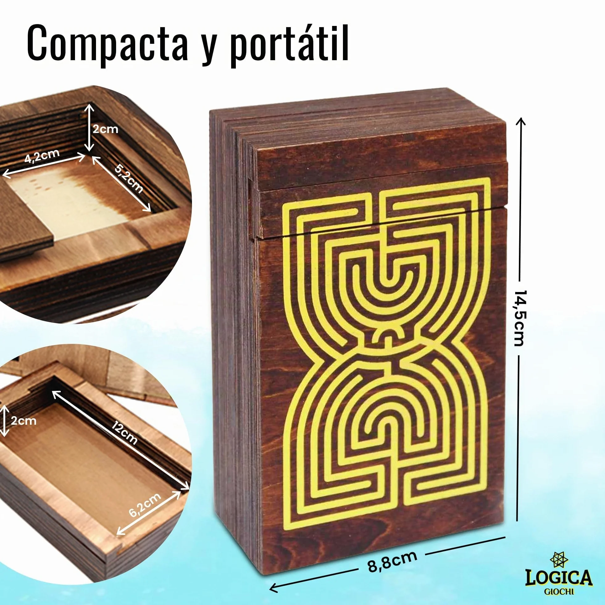 Logica Juegos Cofre Laberinto Rompecabezas de Madera Caja Secreta Dificultad 5/6 Colección Leonardo da Vinci