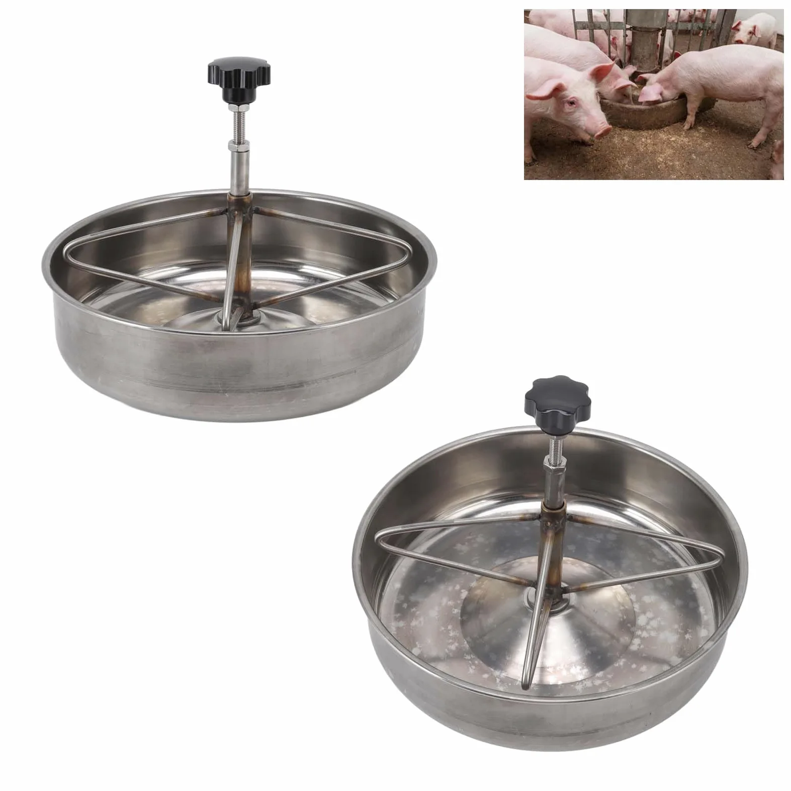 Comedero para Cerdos, 2 Piezas Bebedero para Pollos de Acero Inoxidable Comedero para Pollos Comedero para Cerdos Comedero para Patos Comederos de Agua para alimentación de Ganado (l)