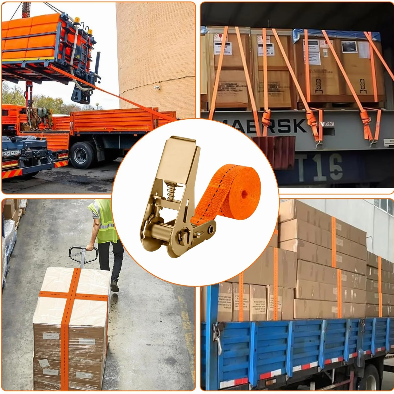 Cinchas de Amarre Tensor de Carraca 800kg Ajustable 6M Correas con Trinquete