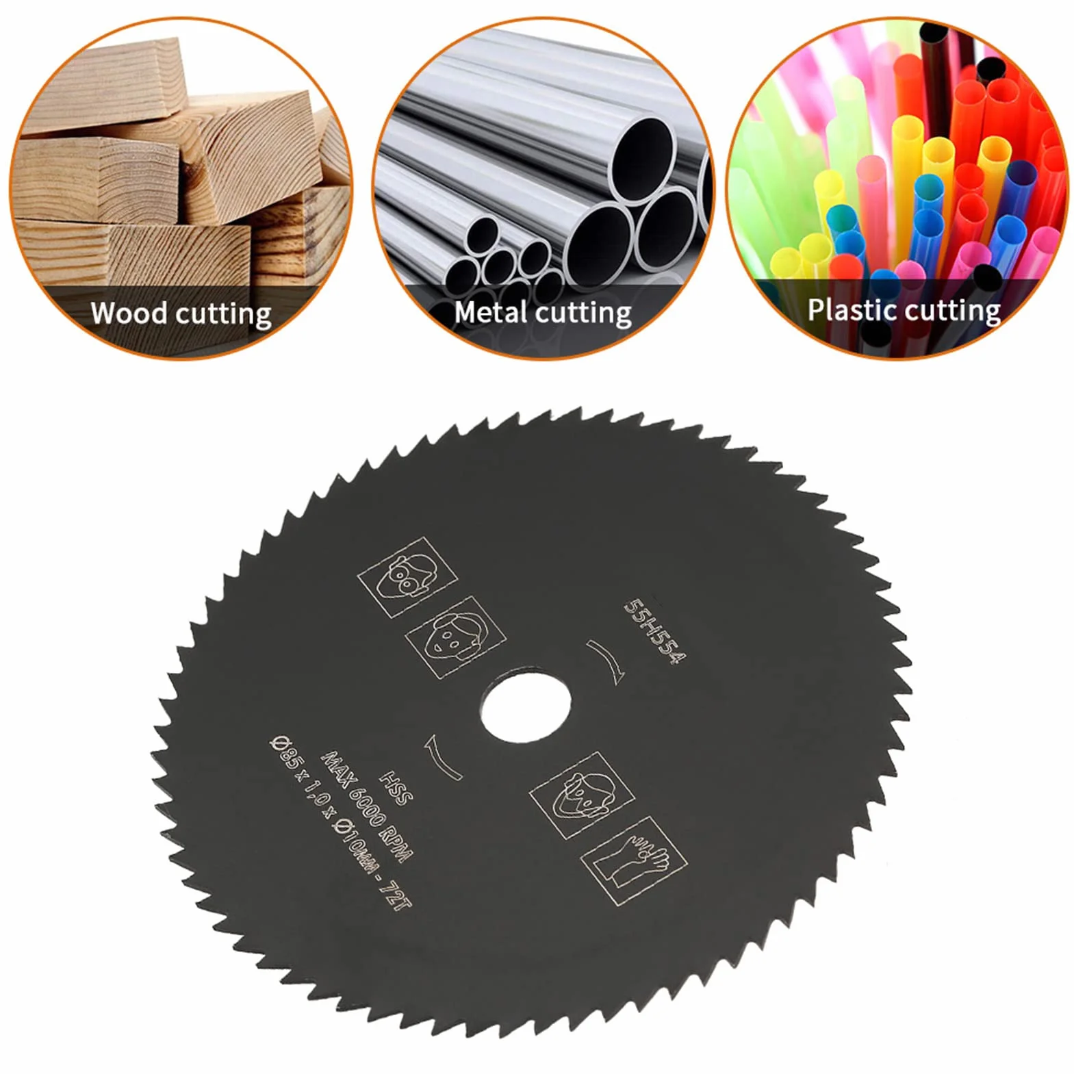 Hojas de Sierra Circular de 85mm x 10mm HSS 72 Dientes para Carpintería, Madera, Metal y PVC
