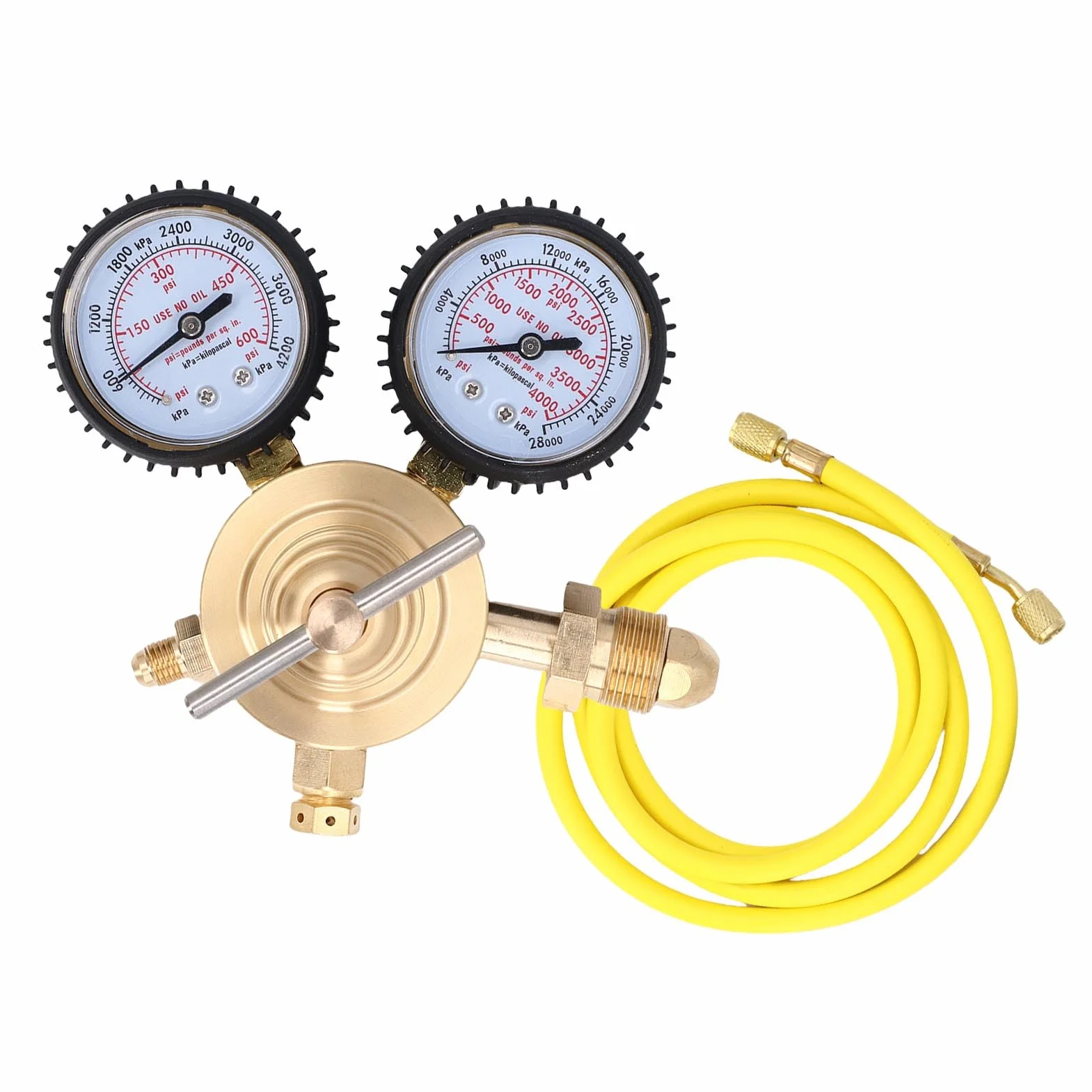 Regulador de nitrógeno CGA580, entrada 0-600 PSI, salida 1/4 pulgada conexión macho, manguera 60 pulgadas para pruebas de presión
