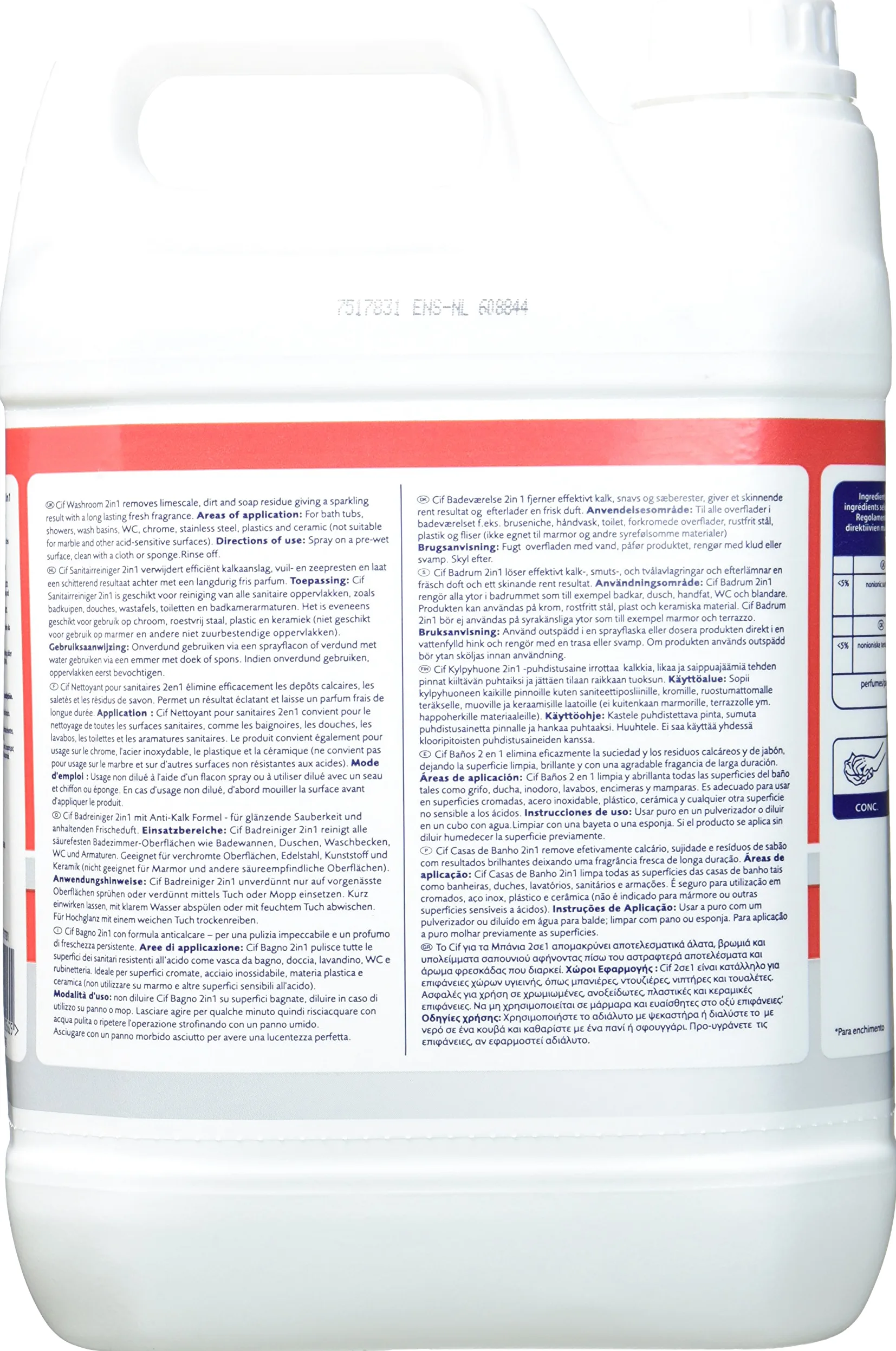 Cif 936987 - Limpiador profesional para baños 2 in1, 5 l, multicolor