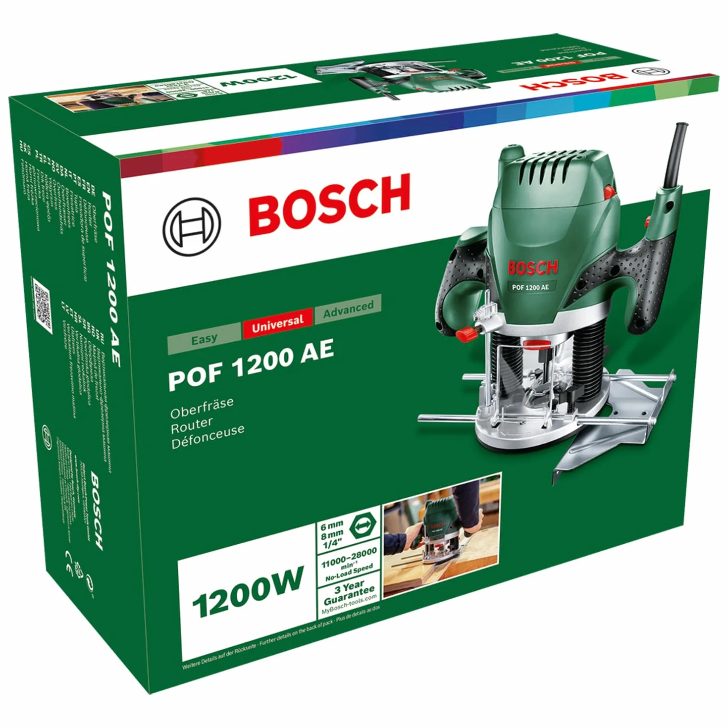 Bosch Fresadora de superficie POF 1200 AE (1200 vatios, en caja de cartón)