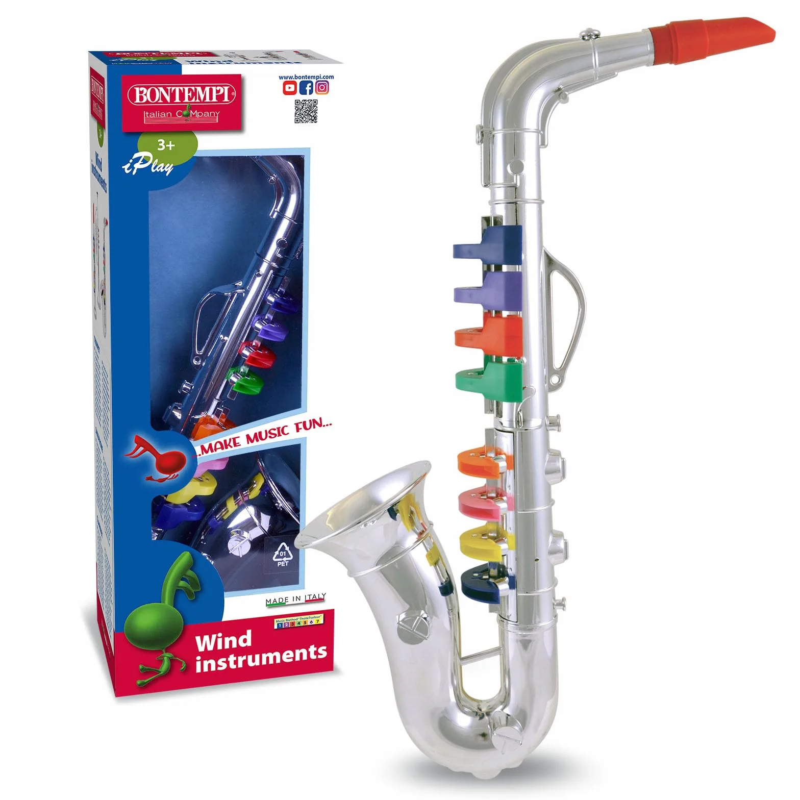 Bontempi ChromaticGrandSax Saxofón Cromado Grande 8 Notas Jazz