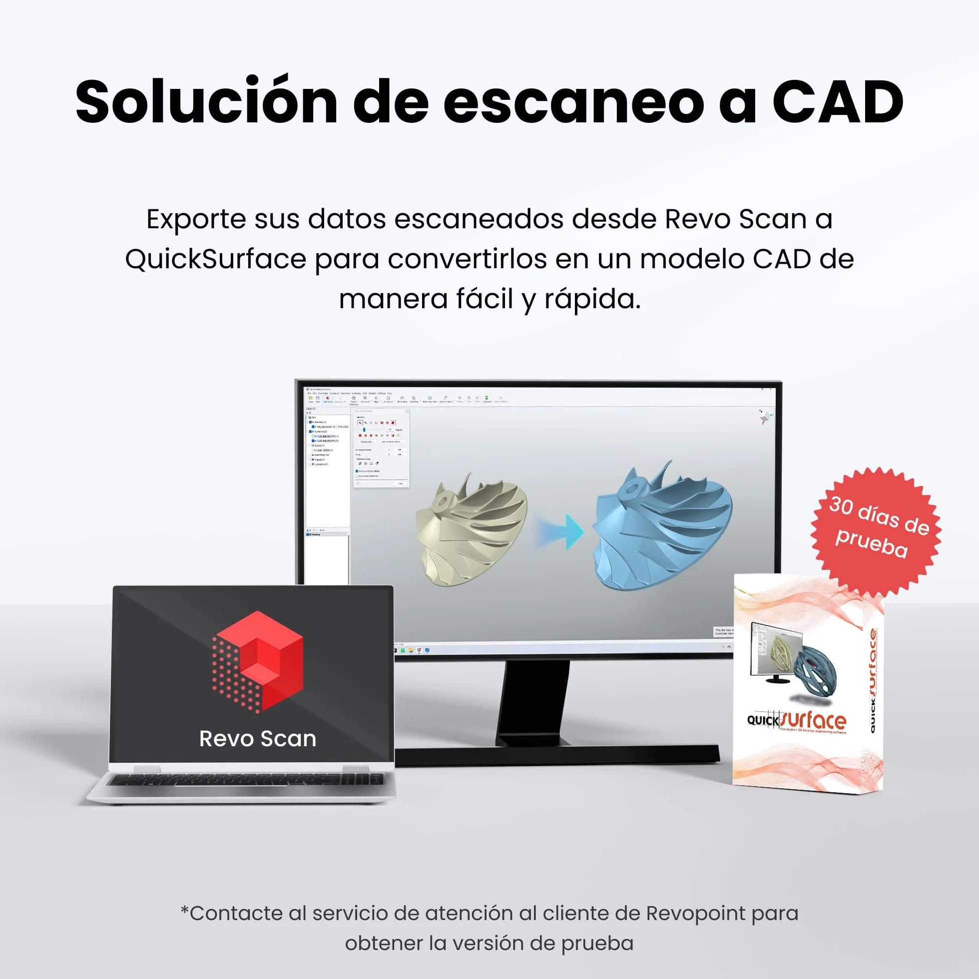Revopoint POP3 Plus Escáner 3D para Impresión 3D, Precisión de 0,04 mm, Escaneo en Color para Objetos Medianos, Compatible con Android/iOS/Win/macOS,Prueba gratuita de 30 días de QuickSurface, Premium