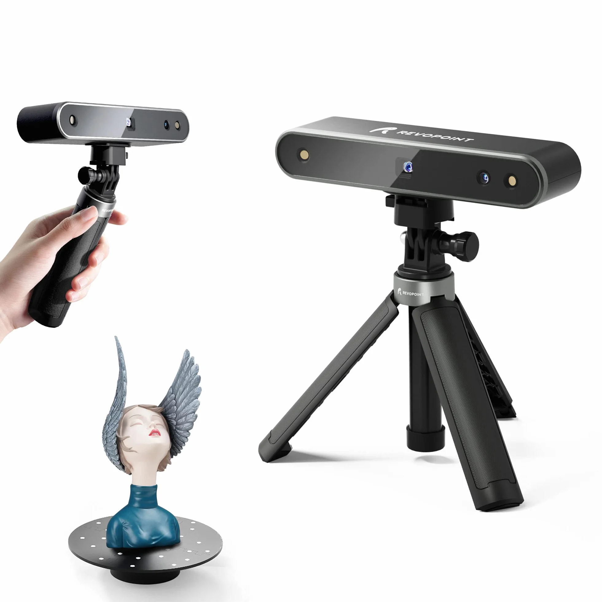Escáner 3D Revopoint-precisión de 0,05 mm-velocidad de escaneado de 10 FPS-Escáner 3D portátil para impresión 3D - POP2 Premium