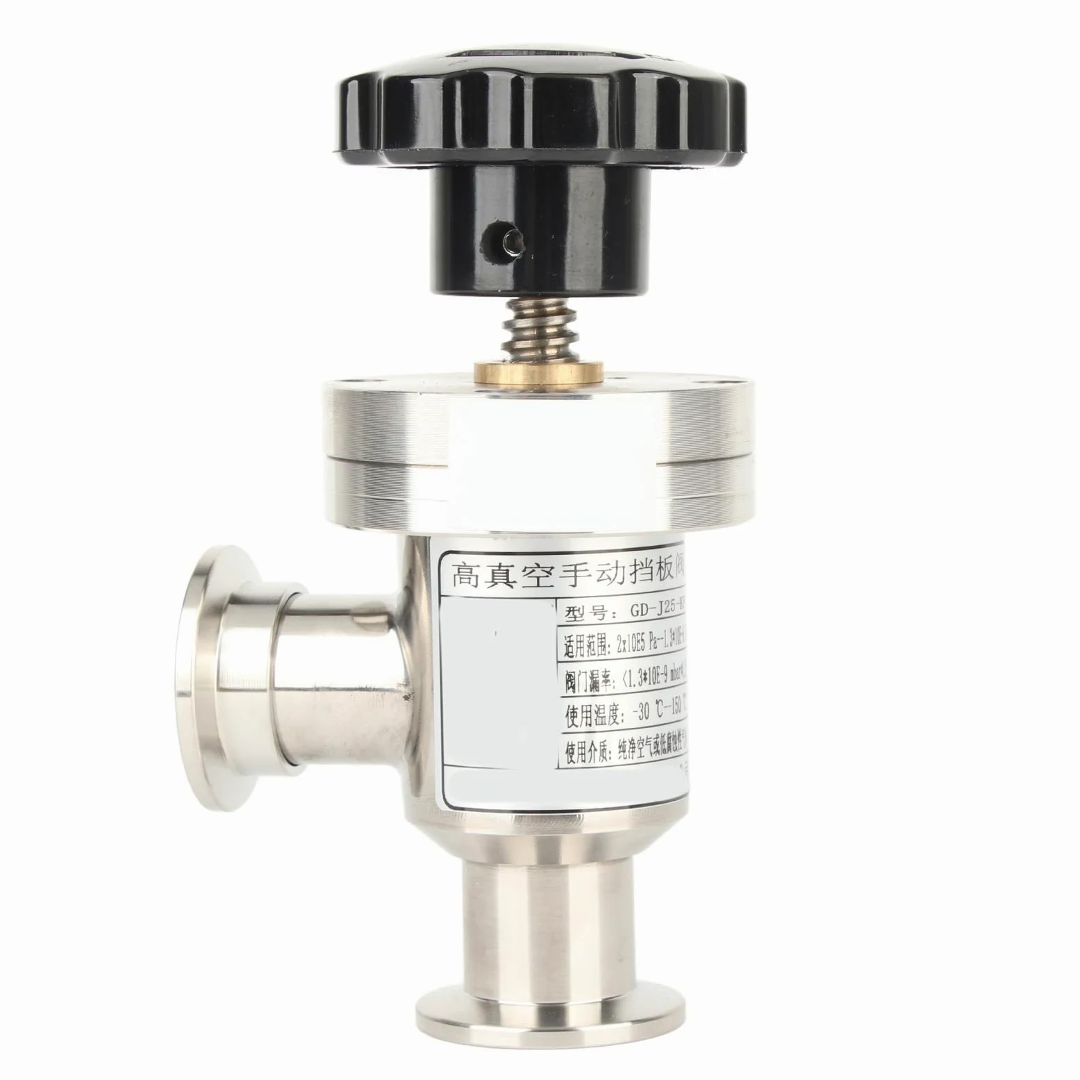 KF16 Válvula de aislamiento de fuelle Válvula de aislamiento de ángulo recto manual de alto vacío 304 Acero inoxidable con mango