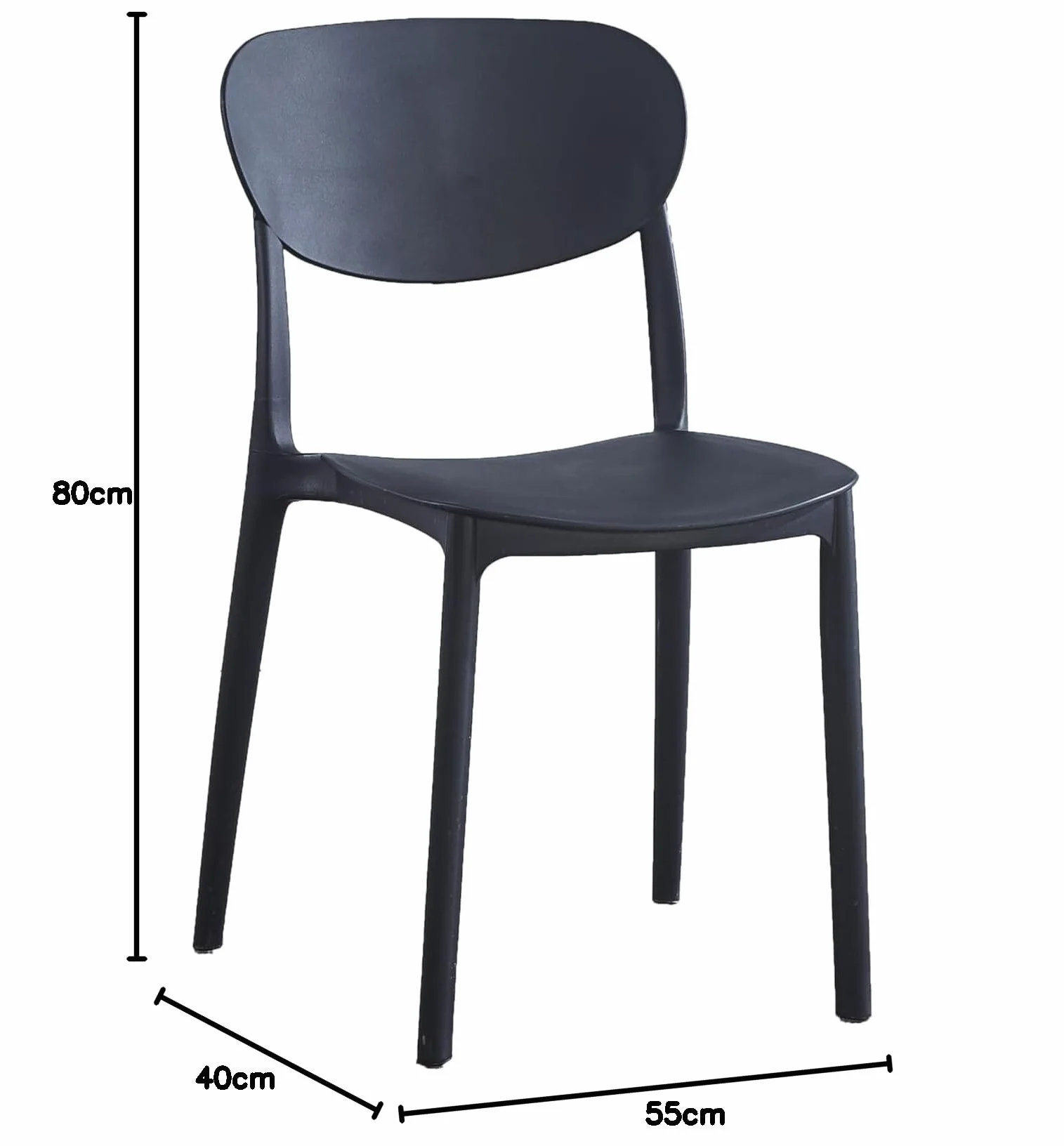 Genérico M1C - Pack 5 Sillas de Comedor Videl, Sillas para Cocina o Exterior, Jardín, Color Negro, Asiento y Respaldo en Polipropileno, Patas metálicas