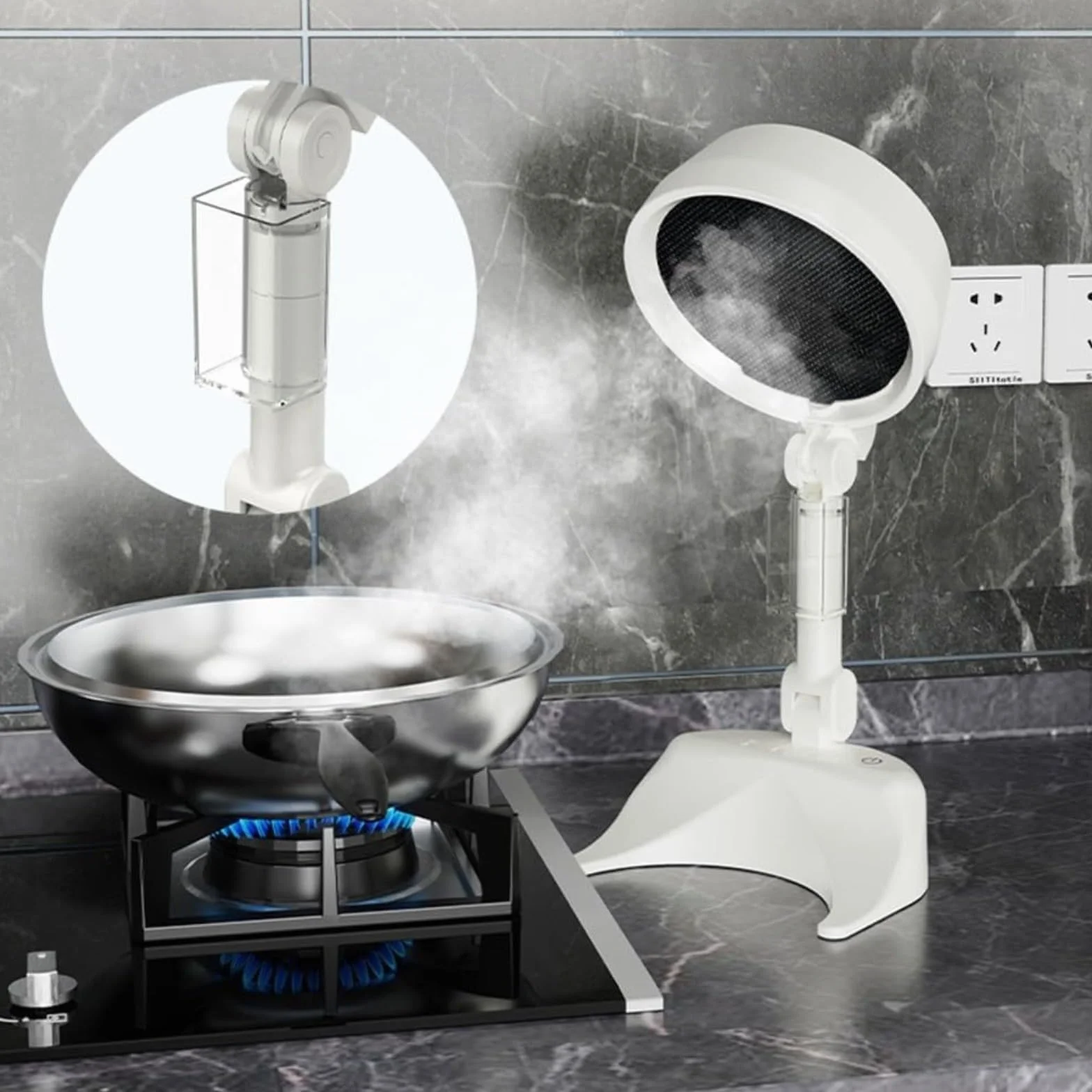 Campana extractora de cocina portátil 4000 mAh, filtro de aire plegable, eliminación de humo