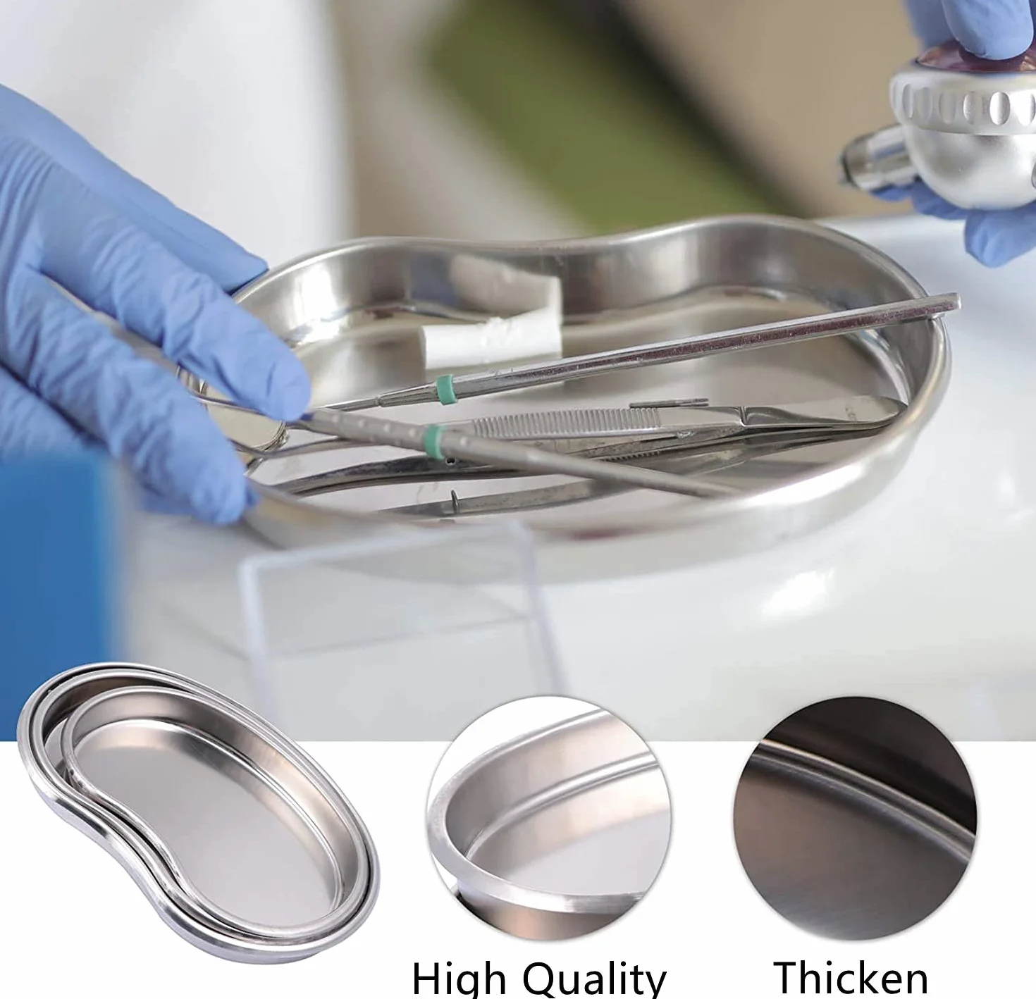 Bandeja Médica de Acero Inoxidable para Esterilización, Laboratorio Clínico y Tatuaje