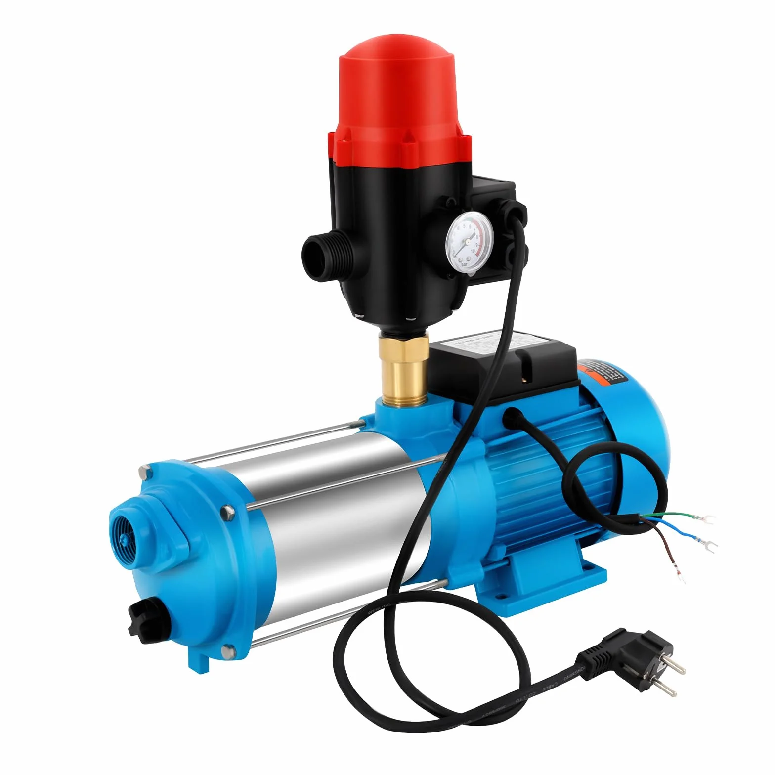 Bomba centrífuga multietapa para jardín, 4000 l/h, 1300 W, bomba de agua, bomba centrífuga, altura de extracción de 98 m, 8,6 bar, presión de succión, altura de 8 m, tornillo de llenado de agua para